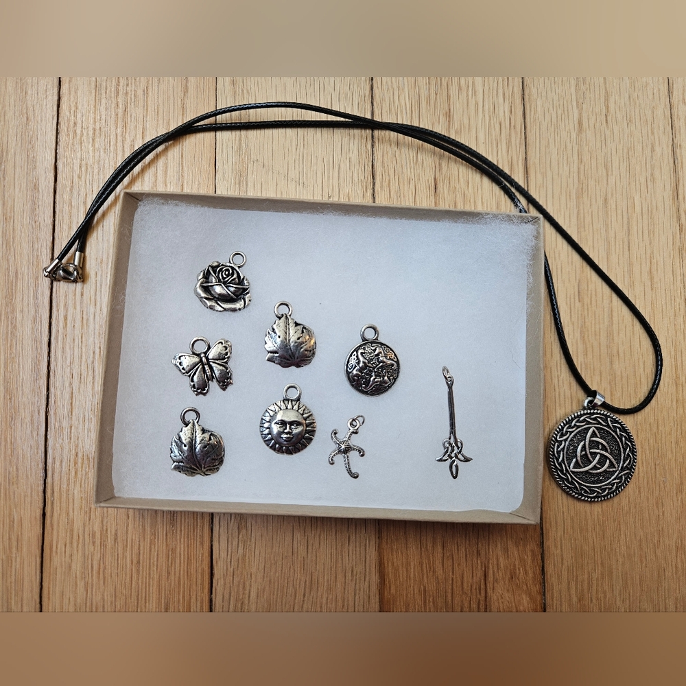 Silver Charm Pendant Set
